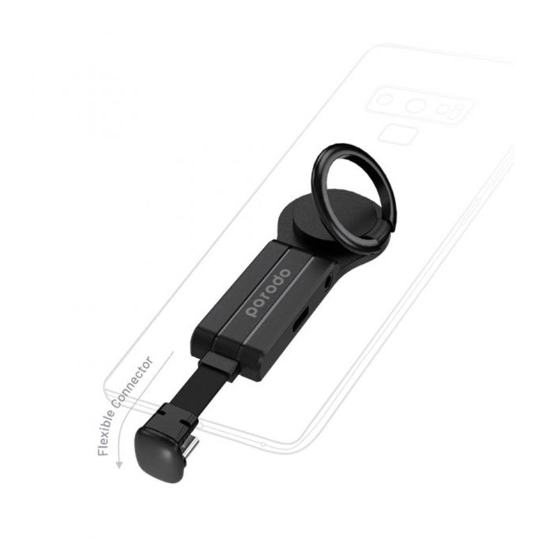 Porodo Cable Adapter Lightning With Finger Grip 2A - Black