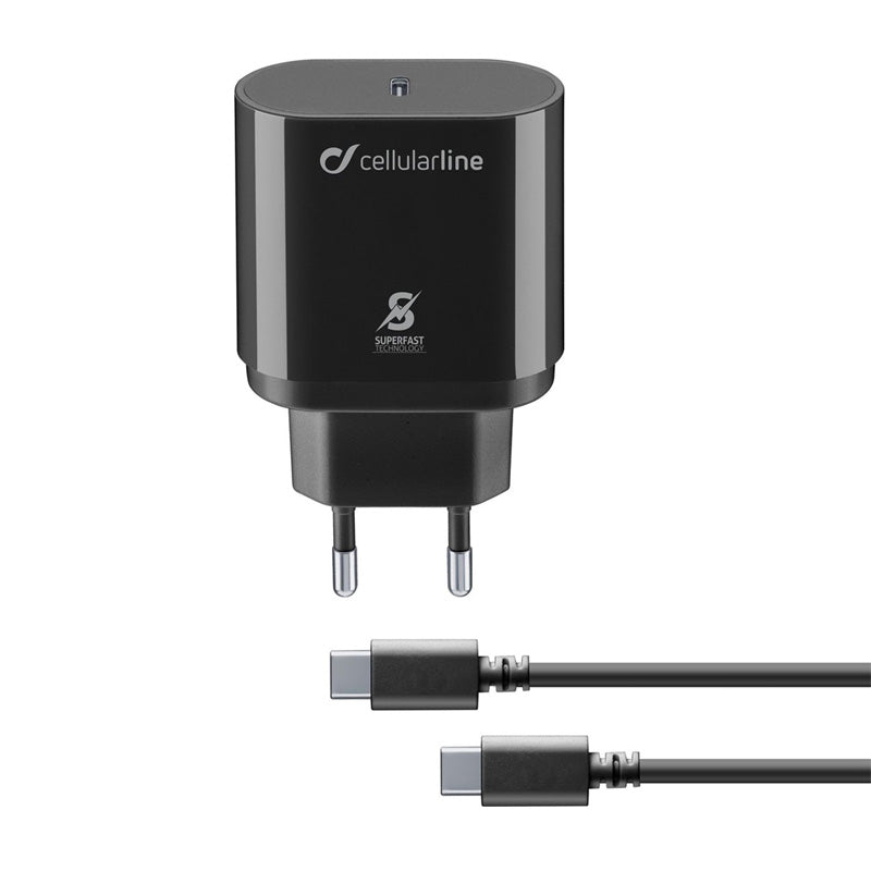 Cellularline Charger Home Adapter 25W With Cable USB-C - Black