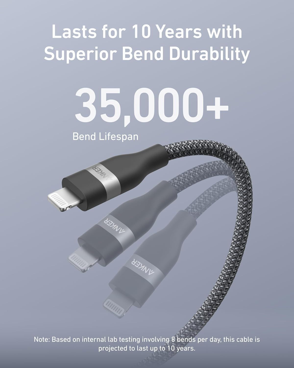 Anker Charging Cable, Type-C to Lightning, 60W, 1.8m, A82B2012 - Black