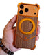 iPhone 17 Pro Max Back Cover Magnetic Metal Premium Wooden Frameless