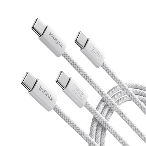 كابل Infinix USB Type-C إلى USB Type-C بقدرة 60 واط  (XDC63)  – أبيض