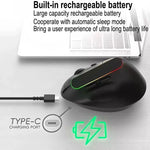 JeDEL W925P RGB Vertical Dual Mode Bluetooth / 2.4G Wireless Mouse - Rechargeable Battery with ON/Off Button - Adjustable 4800 DPI - RGB Lighting – For Mac & Win | Black