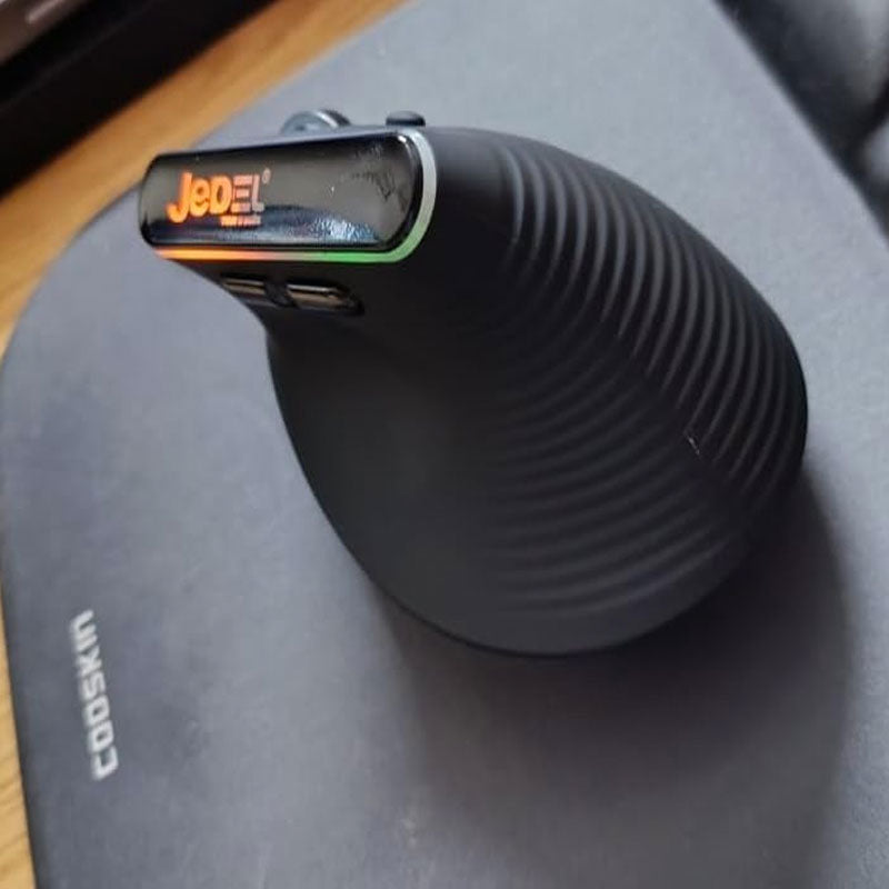 JeDEL W925P RGB Vertical Dual Mode Bluetooth / 2.4G Wireless Mouse - Rechargeable Battery with ON/Off Button - Adjustable 4800 DPI - RGB Lighting – For Mac & Win | Black