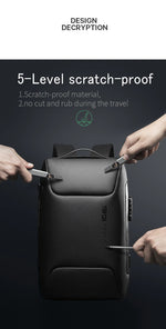 BANGE 7216 Waterproof Unisex Travel Laptop Backpack - Black