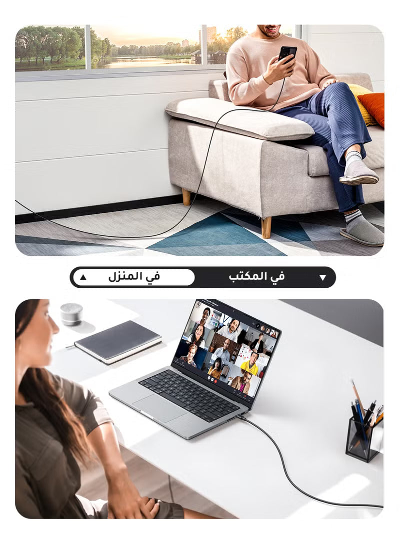 كابل UGREEN Type-C إلى Type-C، شحن سريع 60W PD، أسود