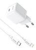 شاحن حائط RSILOU GaN بقدرة 30 وات مع كابل Type-C إلى Lightning – أبيض (R4262-002)