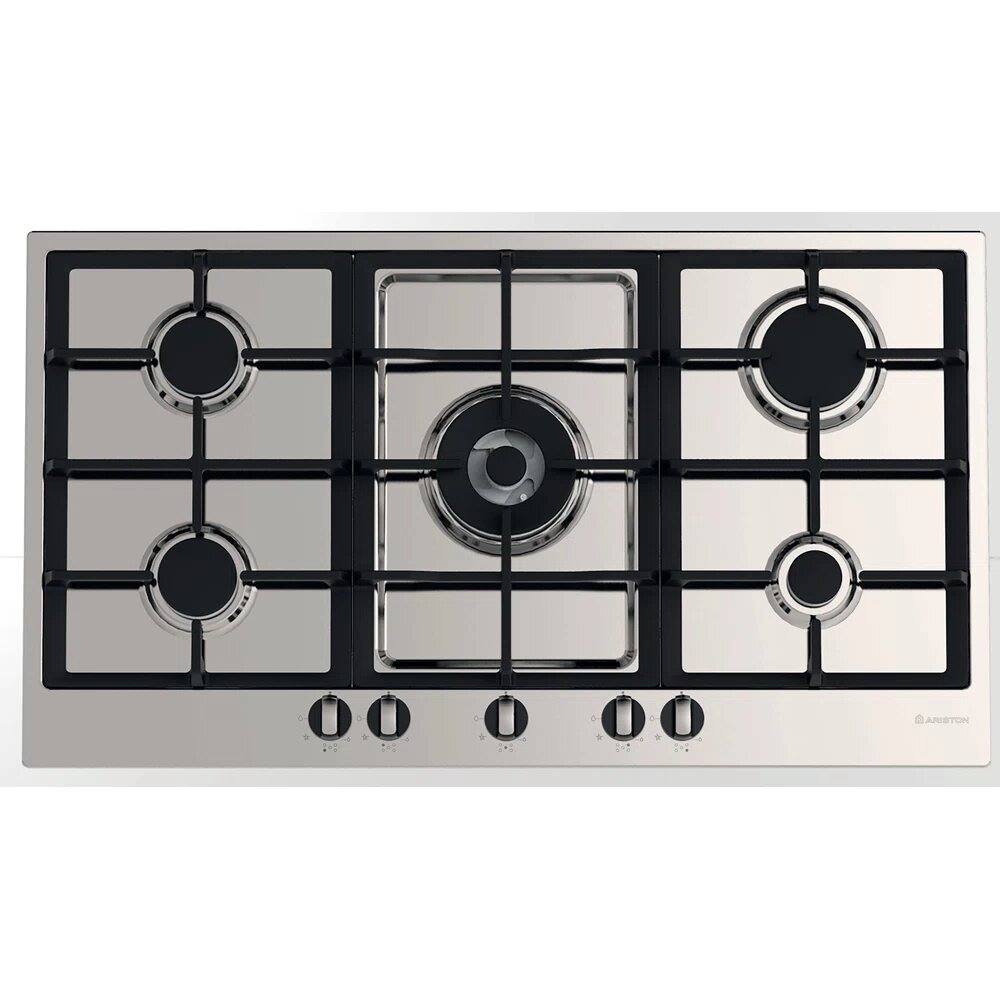Ariston Built-in Gas Hob 90 cm 5 Burners Cast Iron Stainless Steel PK 951 T GH