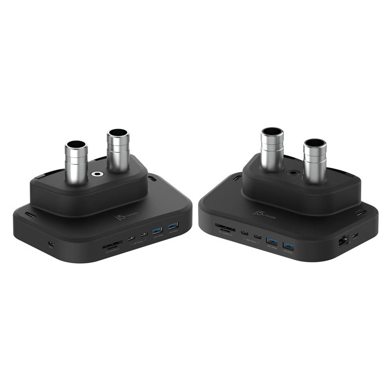 j5create_ Ergonomic Dual-Monitor Mount with Docking Station Support 17 to 32_ JTSA3012