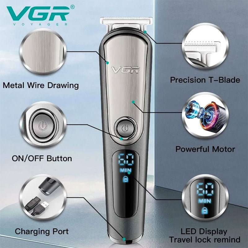 VGR Professional Digital 5 In 1 Rechargeable Wet and Dry Grooming Kit