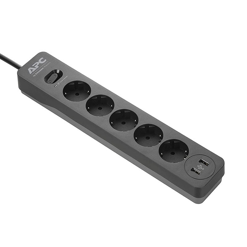 Apc Electric Power Strip 5 Socket 2USB - Black