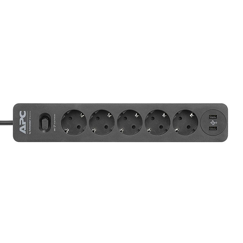 Apc Electric Power Strip 5 Socket 2USB - Black