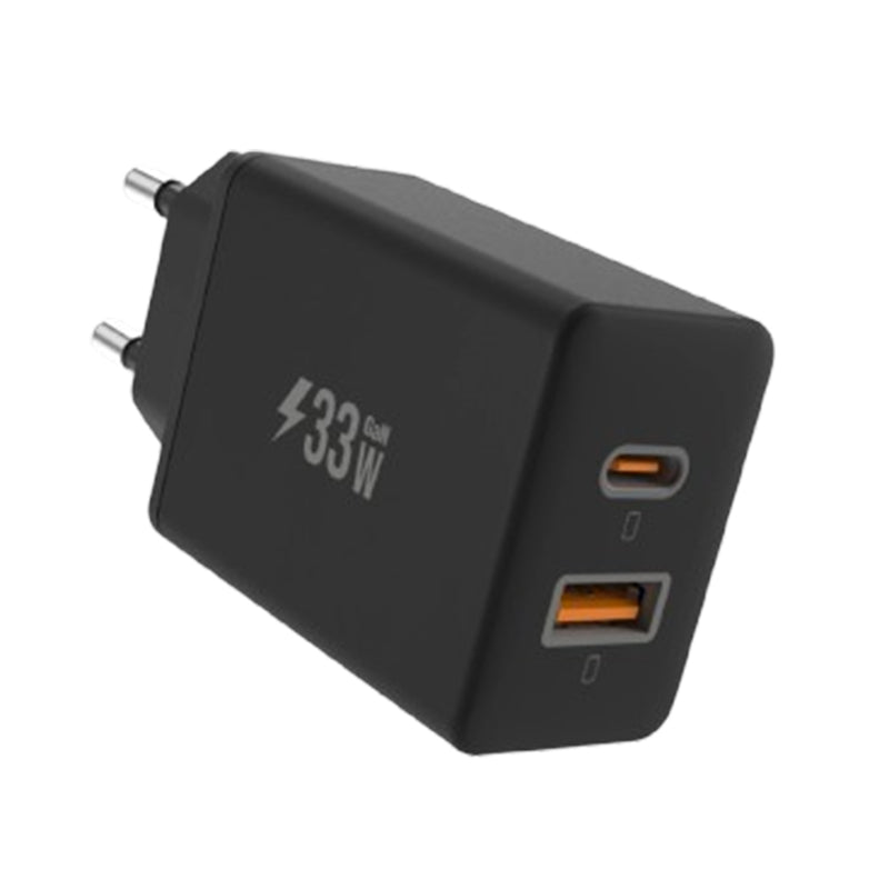 Pout Charger Home Adapter 33W GAN USB-C+USB-A - Black