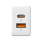 Pout Charger Home Adapter 33W GAN USB-C+USB-A - White