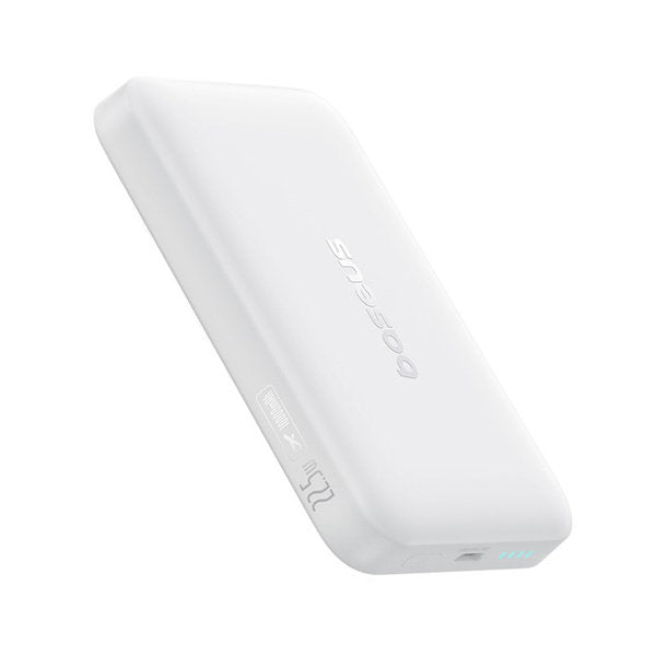 باور بانك Baseus بسعة 10000mAh، شحن سريع 22.5W مع كابل مدمج، موديل FM11، الأبيض