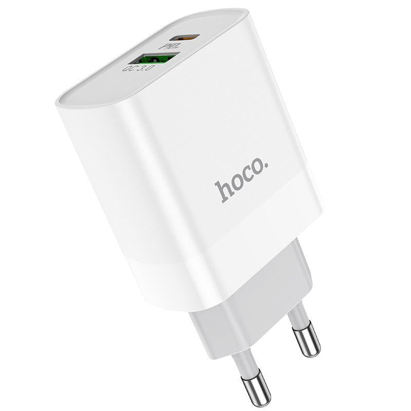 HOCO C80A Home Charger Adapter 20W PD with USB-A & USB-C - White