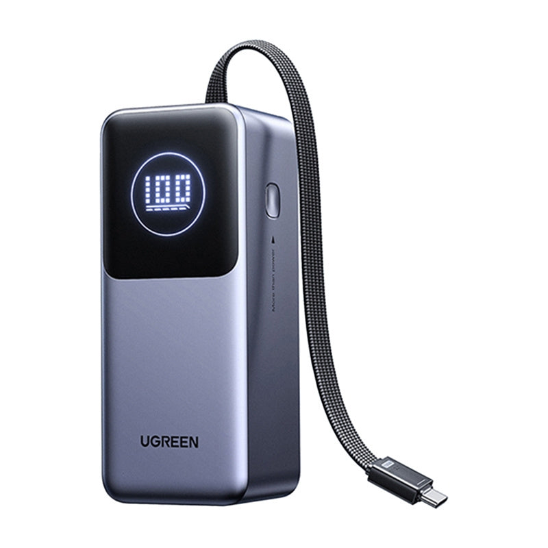 باور بانك UGREEN سعة 20000mAh شحن سريع 130W بكابل مدمج  (PB723) – أسود 