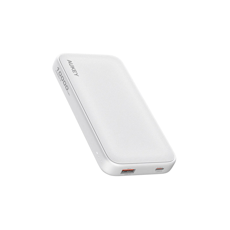 Aukey Spark Go Power Bank 10000mAh, 15W Fast Charging, Dual Ports USB-C & USB-A PB-Y46 – White