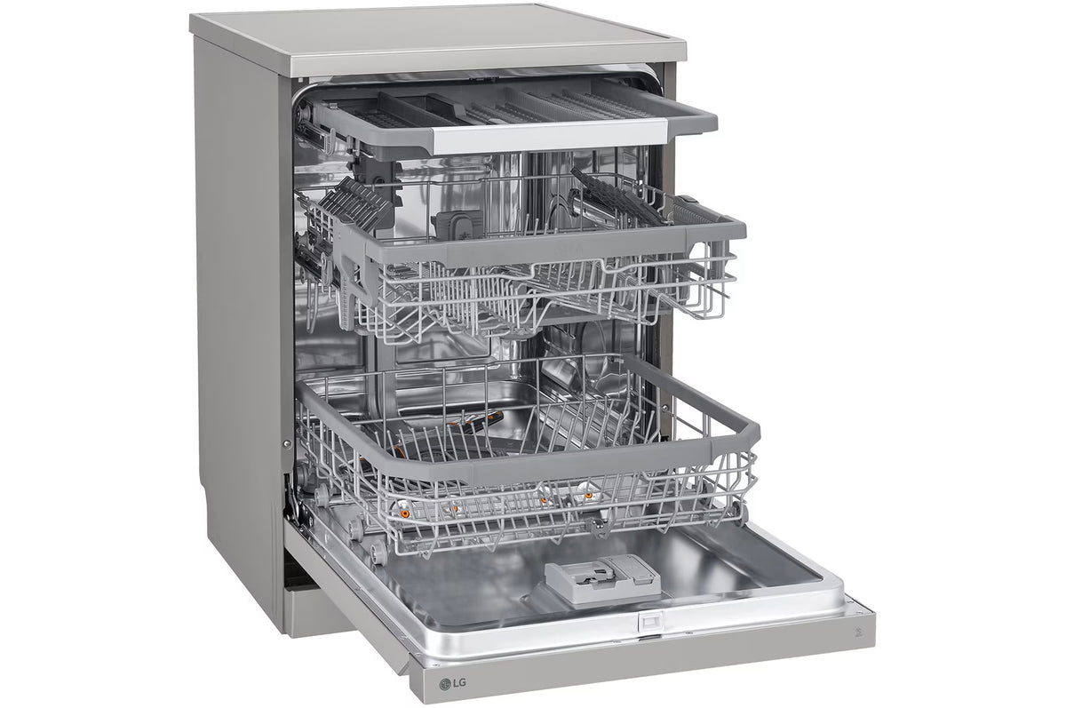 غسالة أطباق إل جي، 14 فرد، 60 سم، إنفرتر دايركت درايف، ThinQ واي فاي، فضي – DFC435FP