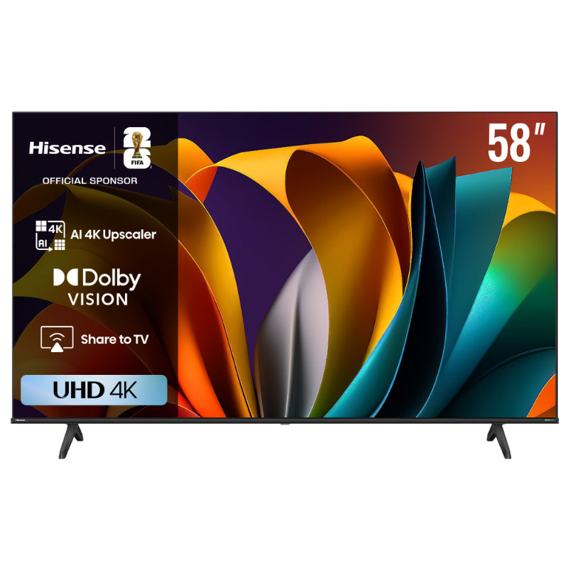Hisense Smart TV 58 Inch UHD 4K, DLED Display, VIDAA Smart OS, Dolby Vision, DTS Virtual X 58A6N – Black