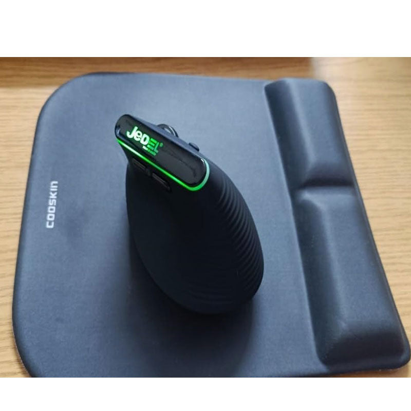 JeDEL W925P RGB Vertical Dual Mode Bluetooth / 2.4G Wireless Mouse - Rechargeable Battery with ON/Off Button - Adjustable 4800 DPI - RGB Lighting – For Mac & Win | Black
