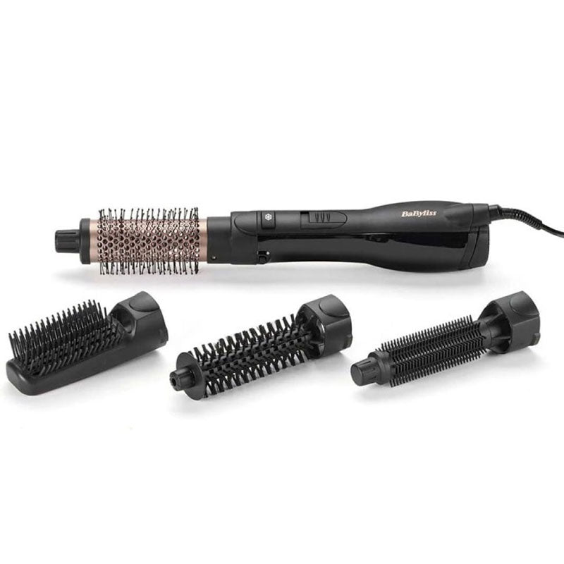 BaByliss Smooth Finish 1200 Air Brush with 4 Attachments, Ionic Hair Styler for Drying Volumizing Shaping & Straightening, 3 Temperature Settings, Black - AS122E