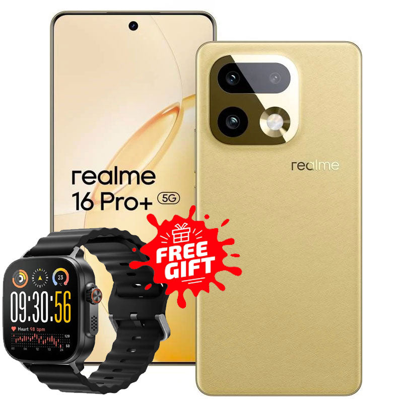 realme 16 Pro+ 5G , 256GB , 12GB RAM - Gold with ( free gift realme watch 5 )
