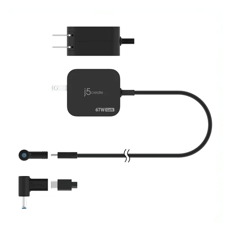 j5create - 67W GaN PD USB-C® Mini Charger with 4.5 mm DC Converter - JVA11