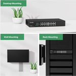 Tenda TEG1016D | 16-Port Gigabit Ethernet Switch | Desktop Network Splitter | Sturdy Metal | Fanless | Plug & Play | Traffic Optimization | Unmanaged | Limited Lifetime Protection