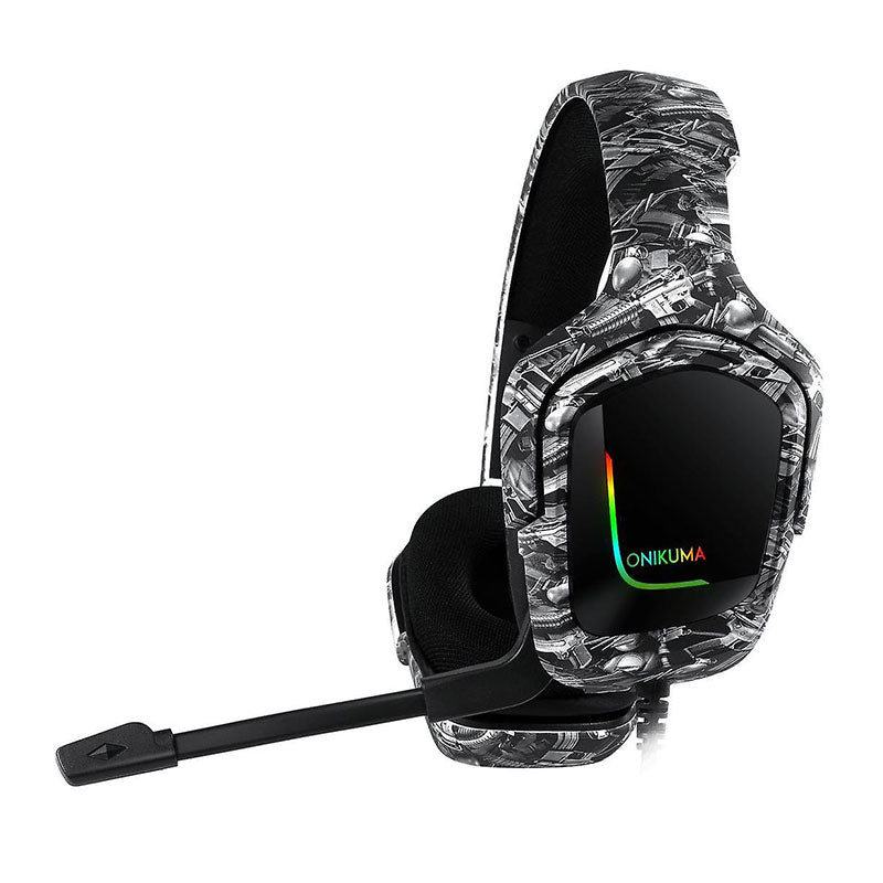 Onikuma Headphone Gaming Wired K20 RGB USB - Gray