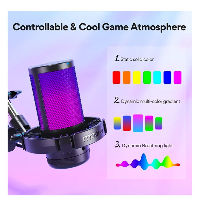 ماونو DGM20S ميكروفون ألعاب DGM20S Gamerwave المكثف USB RGB