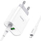 شاحن حائط HOCO C80A بقدرة 20 واط بتقنية PD مع كابل USB-C إلى Lightning - أبيض