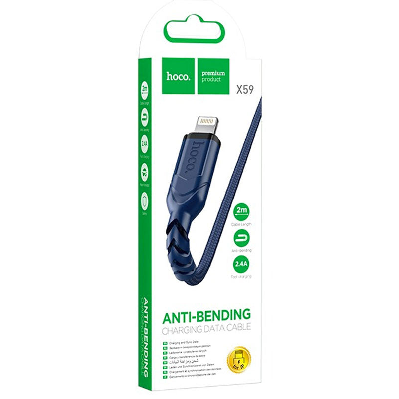 HOCO X59 Cable USB to Lighting Anti Bending 2M - Blue
