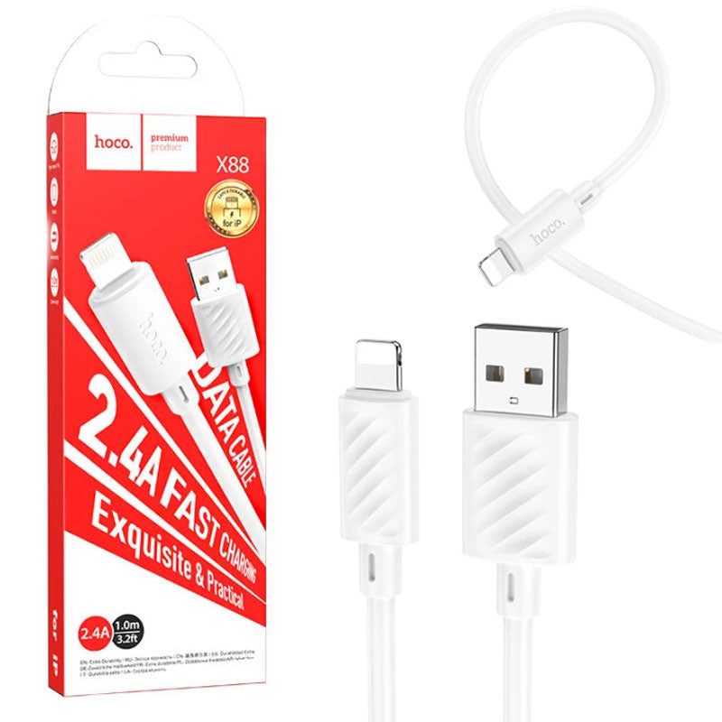 Hoco X88 USB to Lightning Charging Cable 2.4A 1M – White