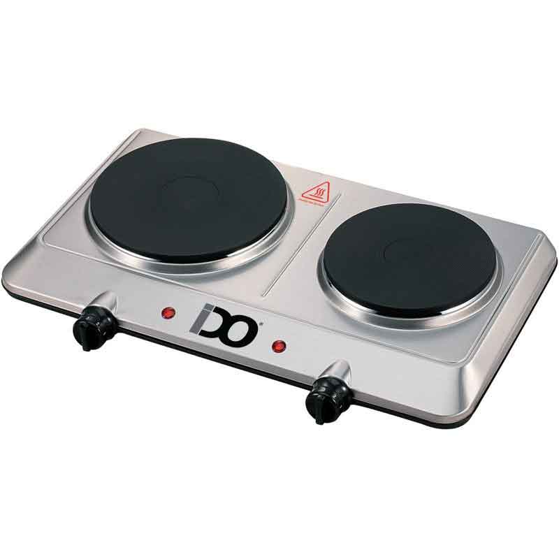 IDO Electric Hot Plate, 1500 Watt, 2 Burners, Silver - HP2E1500-SV