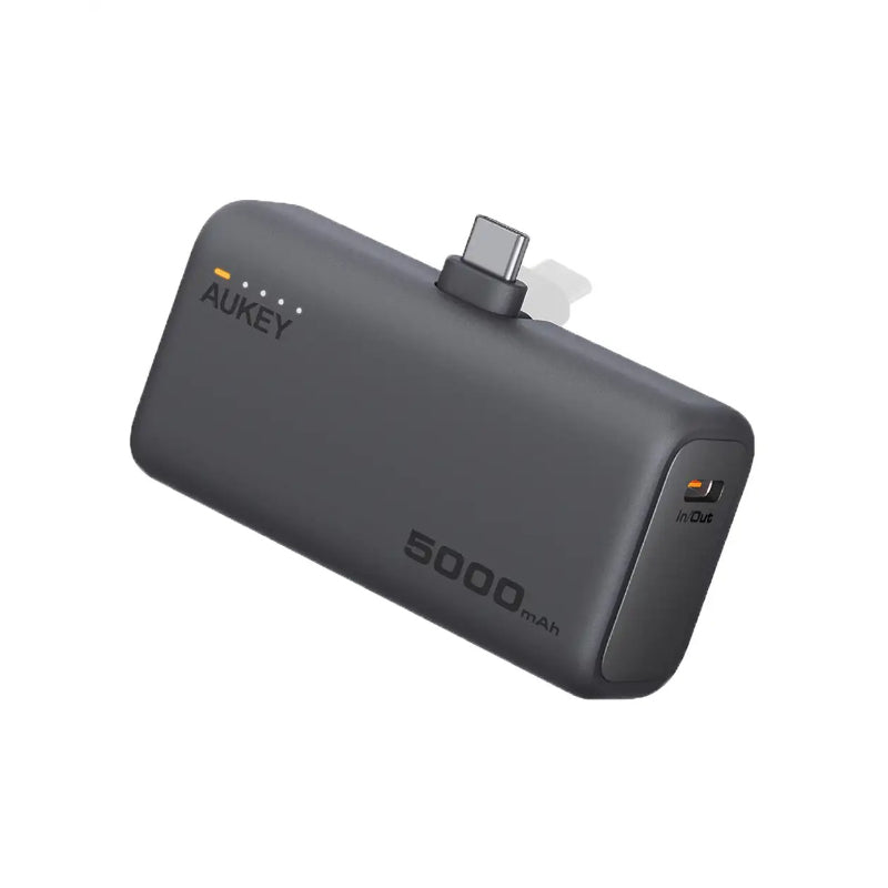Aukey Spark Mini Power Bank 5000mAh, 20W PD Fast Charge, Built-in USB-C Port PB-Y59 – Grey