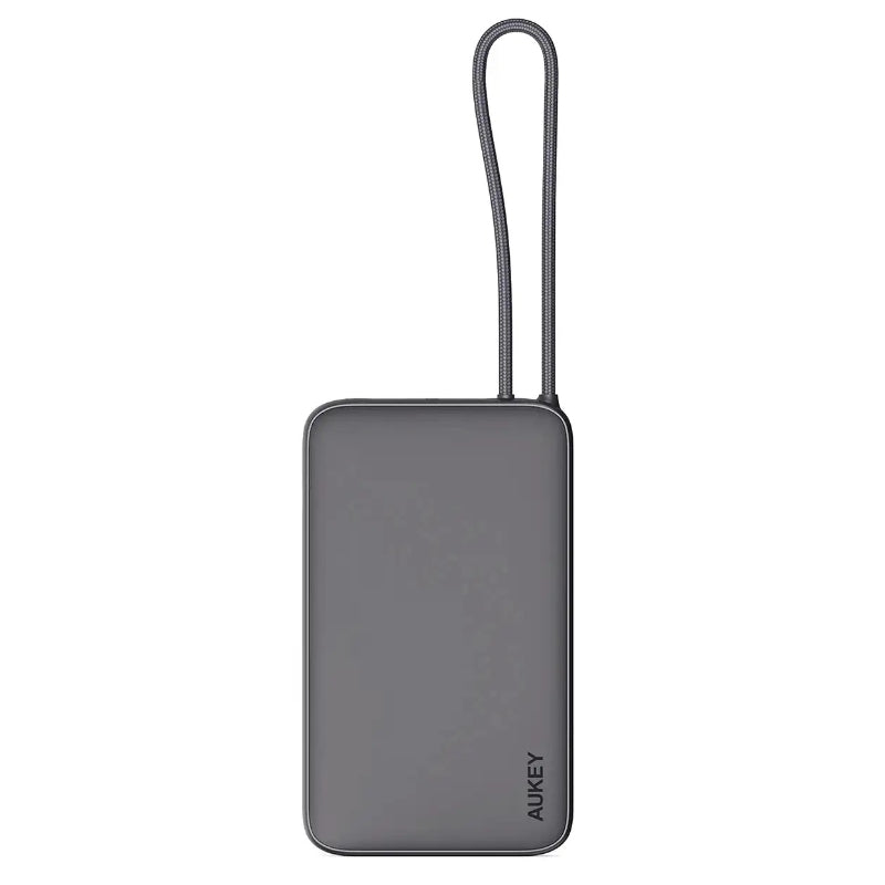 Aukey Spark Sling Lite Power Bank 10000mAh, 15W Fast Charging, Built-in USB-C Cable PB-Y53 – Gray