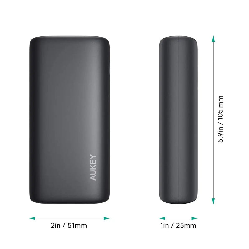 Aukey Power Bank 10000mAh Fast Charge, PD 20W & QC 3.0, Dual USB Ports PB-Y36P-BK – Black