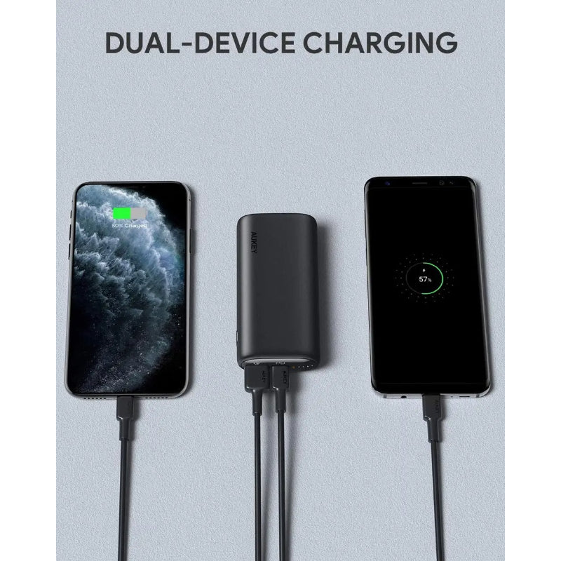 Aukey Power Bank 10000mAh Fast Charge, PD 20W & QC 3.0, Dual USB Ports PB-Y36P-BK – Black