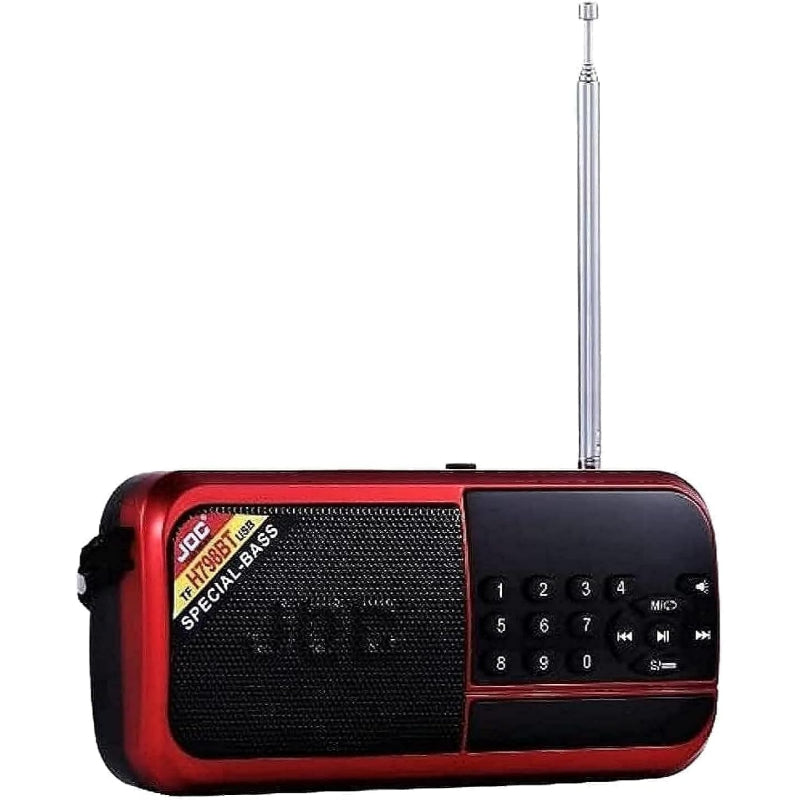 JOC Portable Digital Radio Speaker, Bluetooth, FM Radio, USB & TF Card Support, 3W Power H798BT – Red & Black