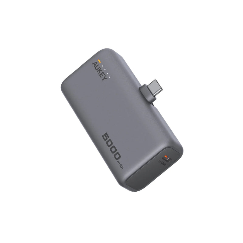 Aukey Spark Mini Power Bank 5000mAh, 20W PD Fast Charge, Built-in USB-C Port PB-Y59 – Grey