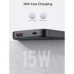 Aukey Spark Go Power Bank 10000mAh, 15W PD Fast Charging, Dual Ports PB-Y46 – Gray