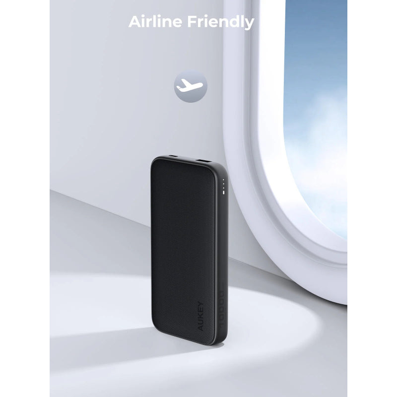 Aukey Spark Go Power Bank 10000mAh, 15W PD Fast Charging, Dual Ports PB-Y46 – Gray