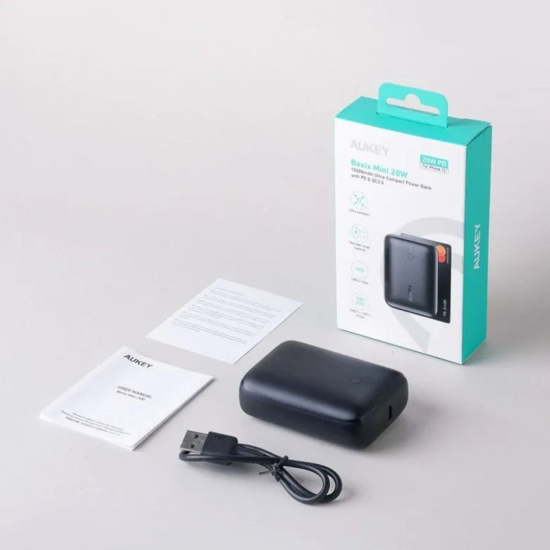 Aukey Spark Mini Wired Power Bank 10000mAh 15W PB-Y55 – Grey