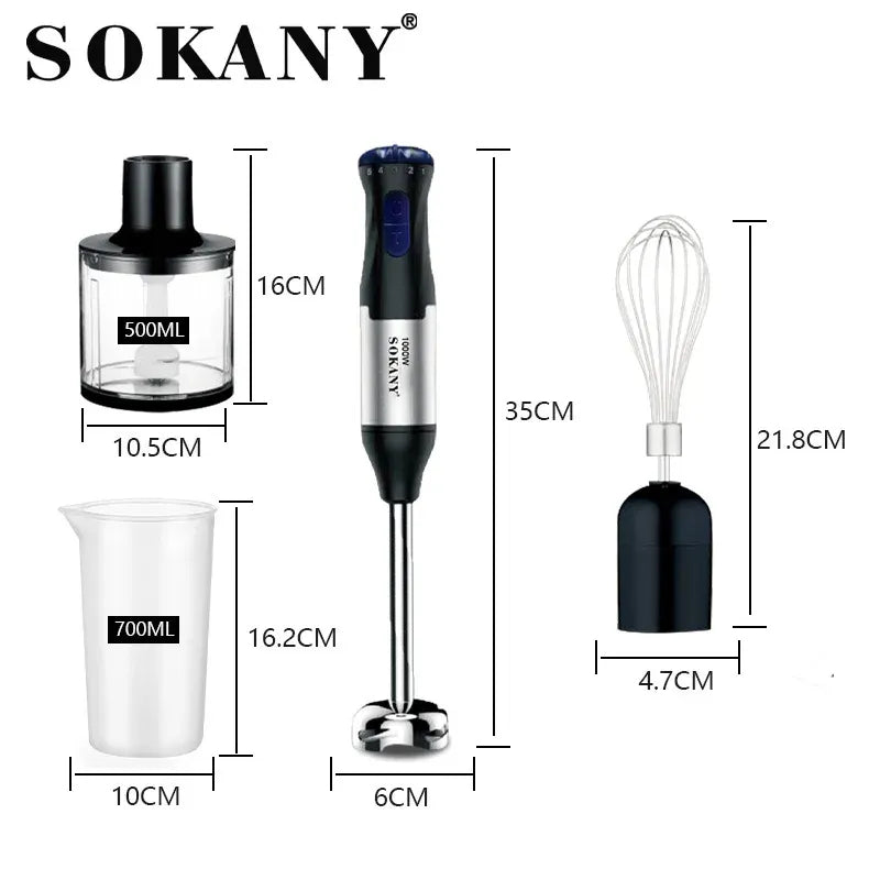 Sokany 4-in-1 Hand Blender 1000W SK-1711-4 – Stainless Steel