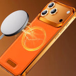 iPhone 17 Pro Max Back Cover Mag safe Vegan Leather - Orange
