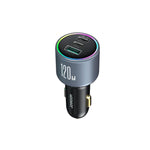 JoyRoom JR-CCN07 Car Charger 120W 3-Ports + Cable Type-C To Type-C - Black