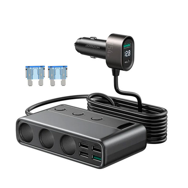 Joyroom JR-CL06 3-IN-1 Car Charger 154W Lighter Adapter with 3 Sockets + 6 Ports