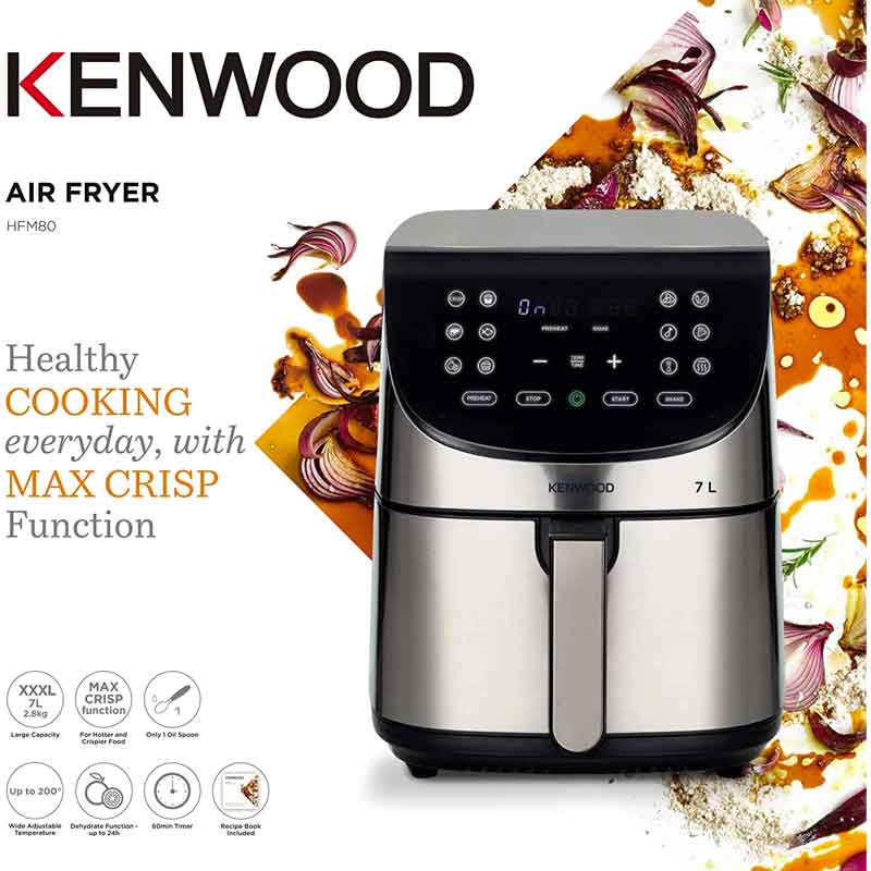 Kenwood Air Fryer Digital, 1800 Watt, 7 Liters, Silver - HFM80