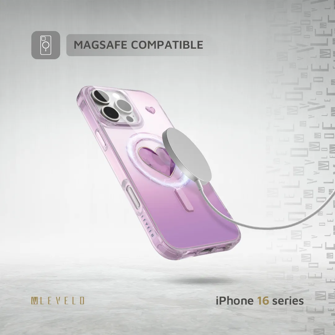 Levelo Hearts Magsafe Case For iPhone 16 Pro Max - Pink