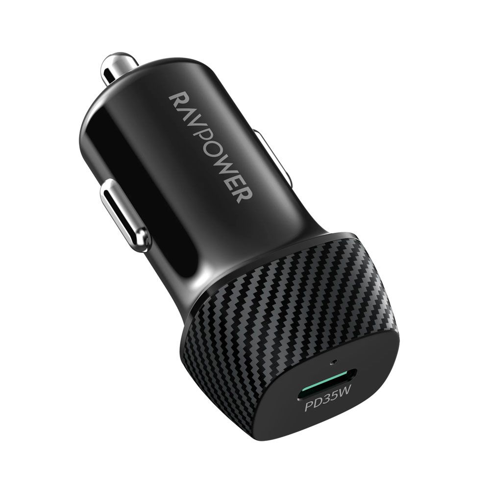 شاحن سيارة RAVPower USB-C PD بقدرة 35 واط – أسود